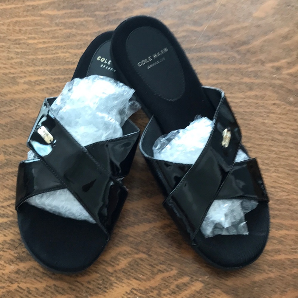 Cole Haan Women’s Black Patent Slide Sandals